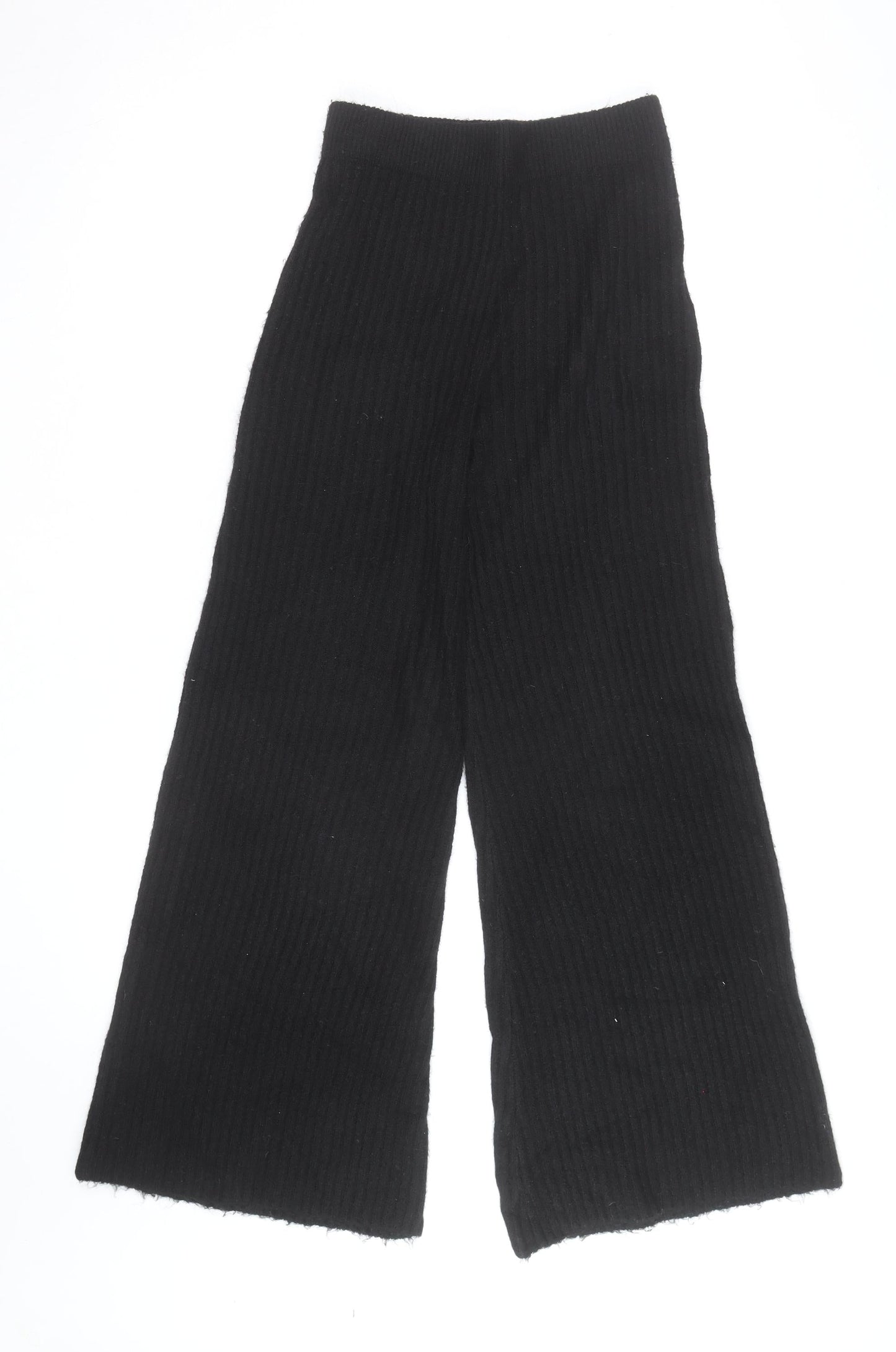 Boohoo Women’s Black Wide Leg Knit Trousers Size S High Waist