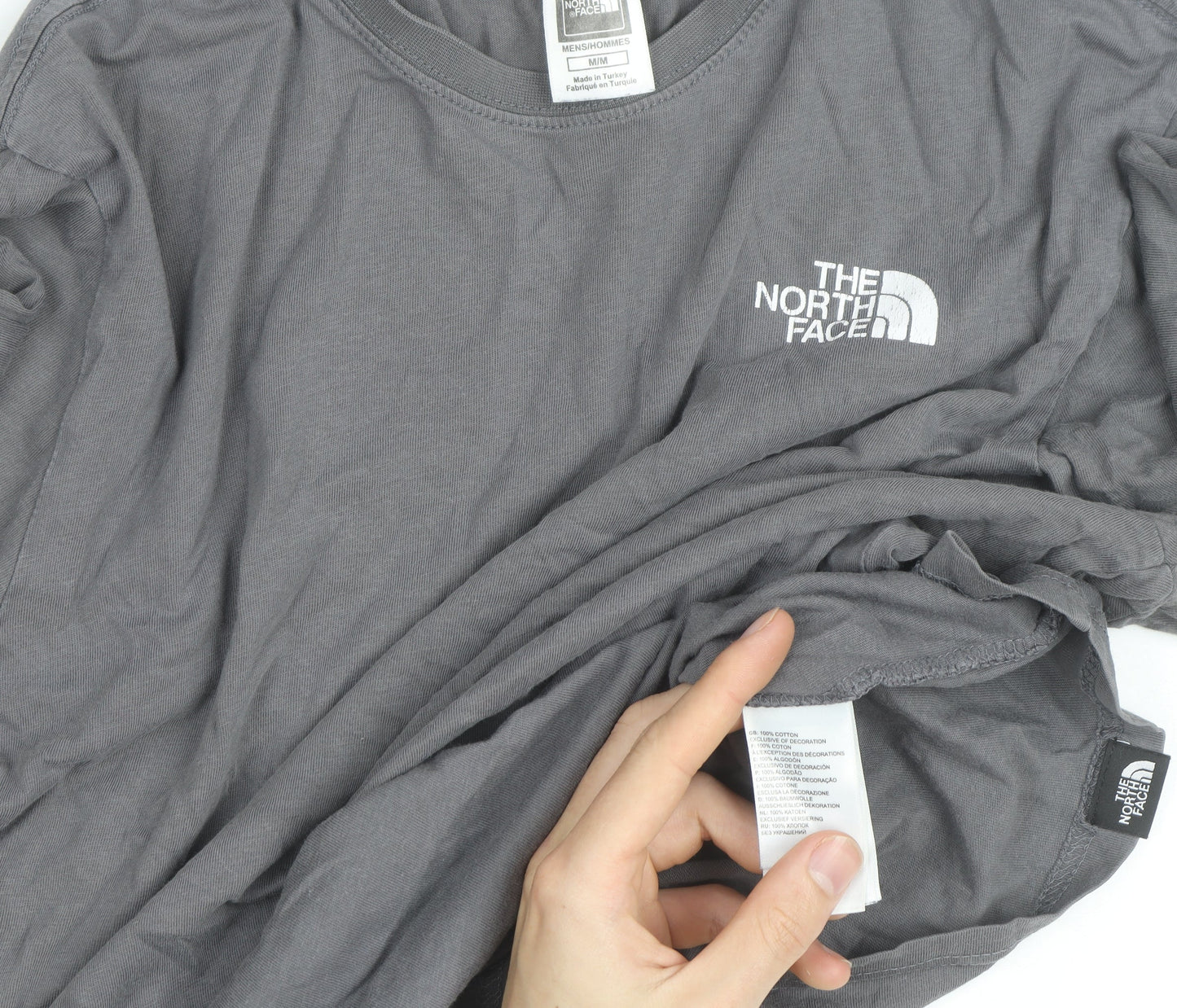 The North Face Mens Grey Long Sleeve Cotton T-Shirt M