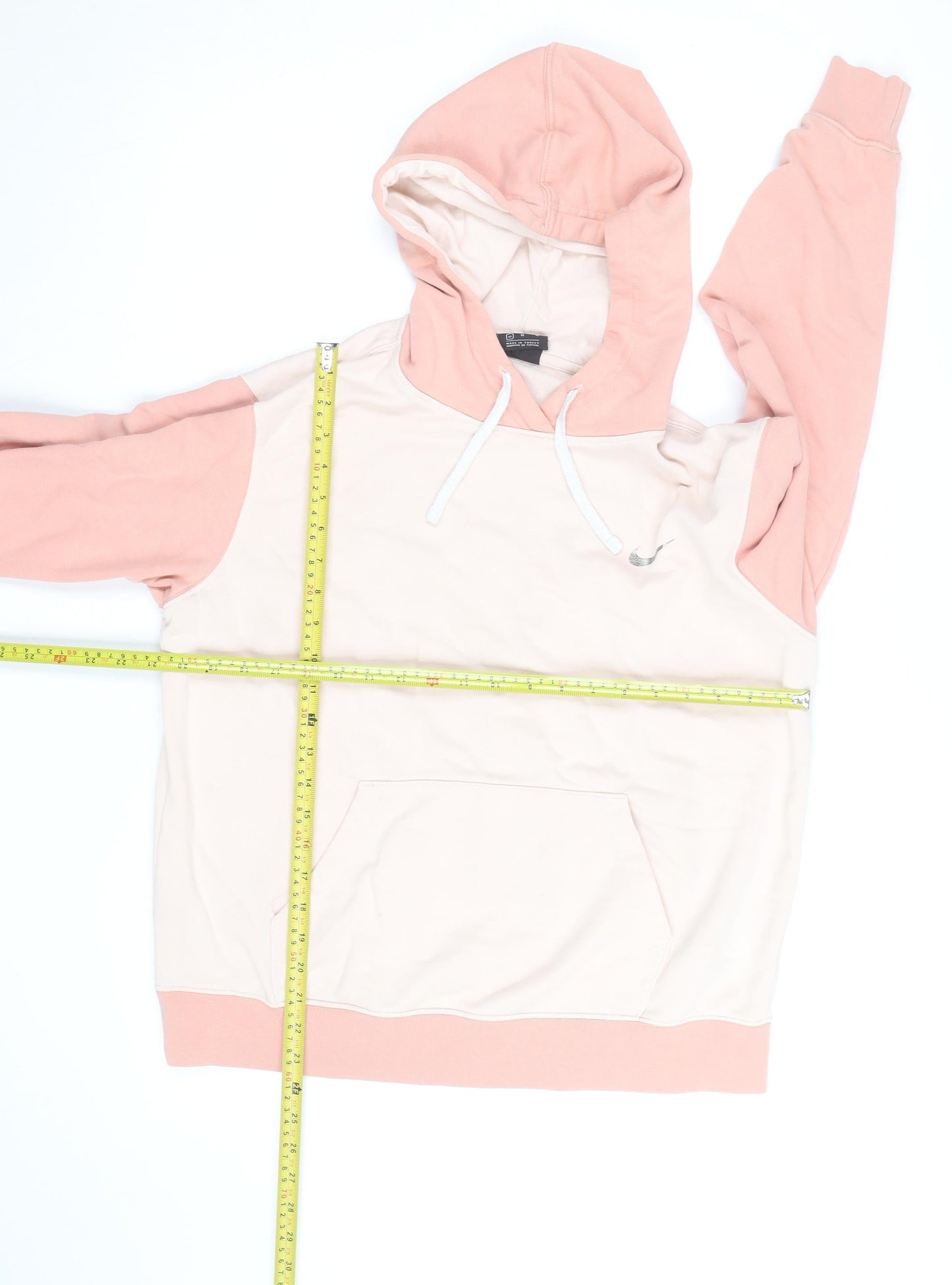 Nike Womens Pink Beige Pullover Hoodie Medium Cotton Blend