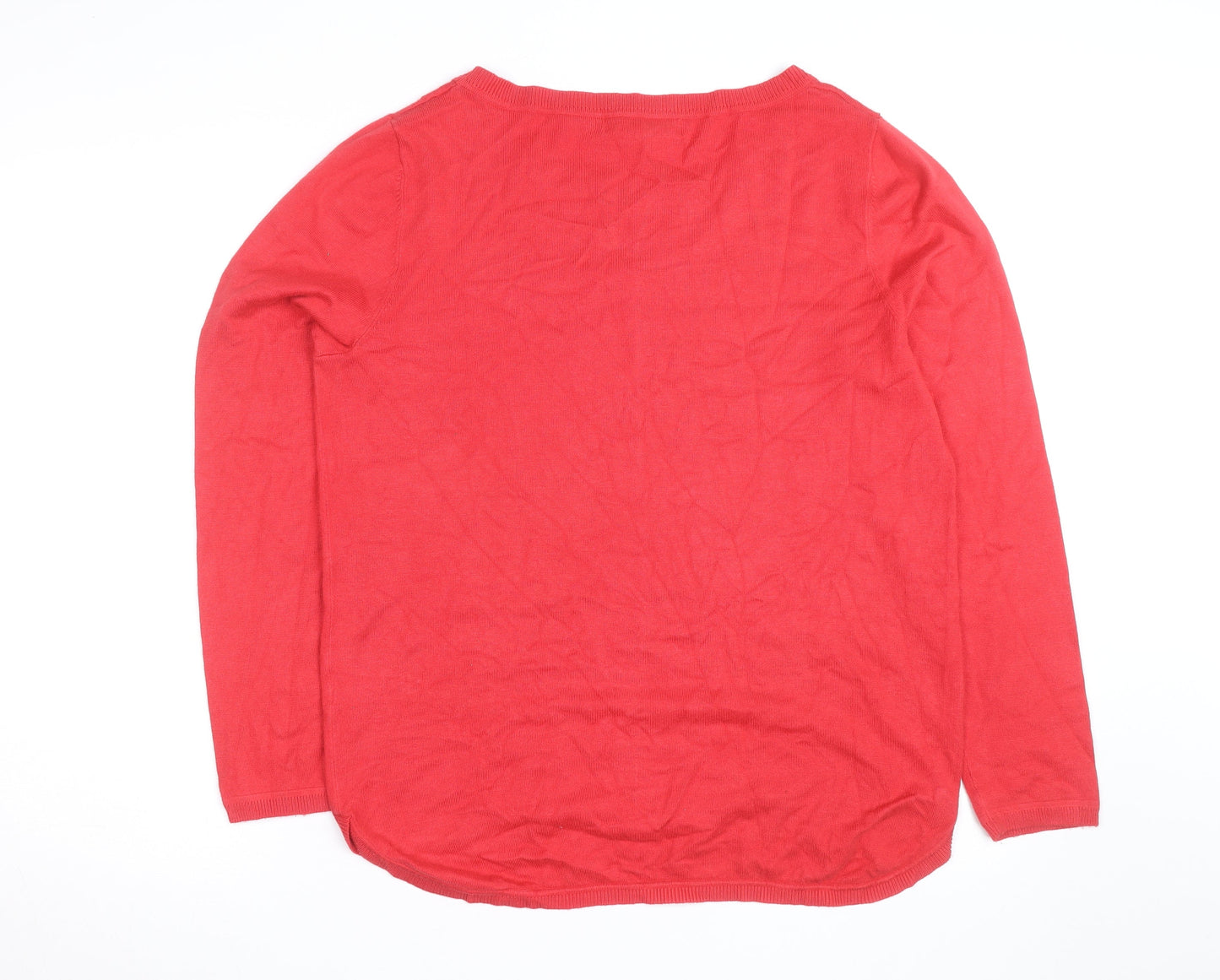 John Lewis Womens Red Crew Neck Long Sleeve Pullover Jumper Size 14