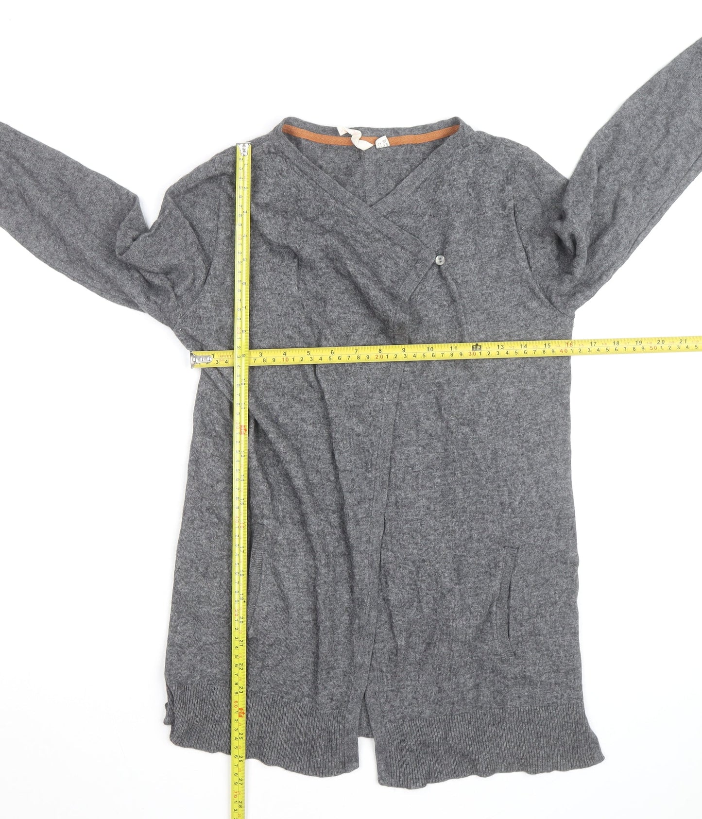 Hobbs Women's Grey Wool Cashmere V-Neck Cardigan Size 12