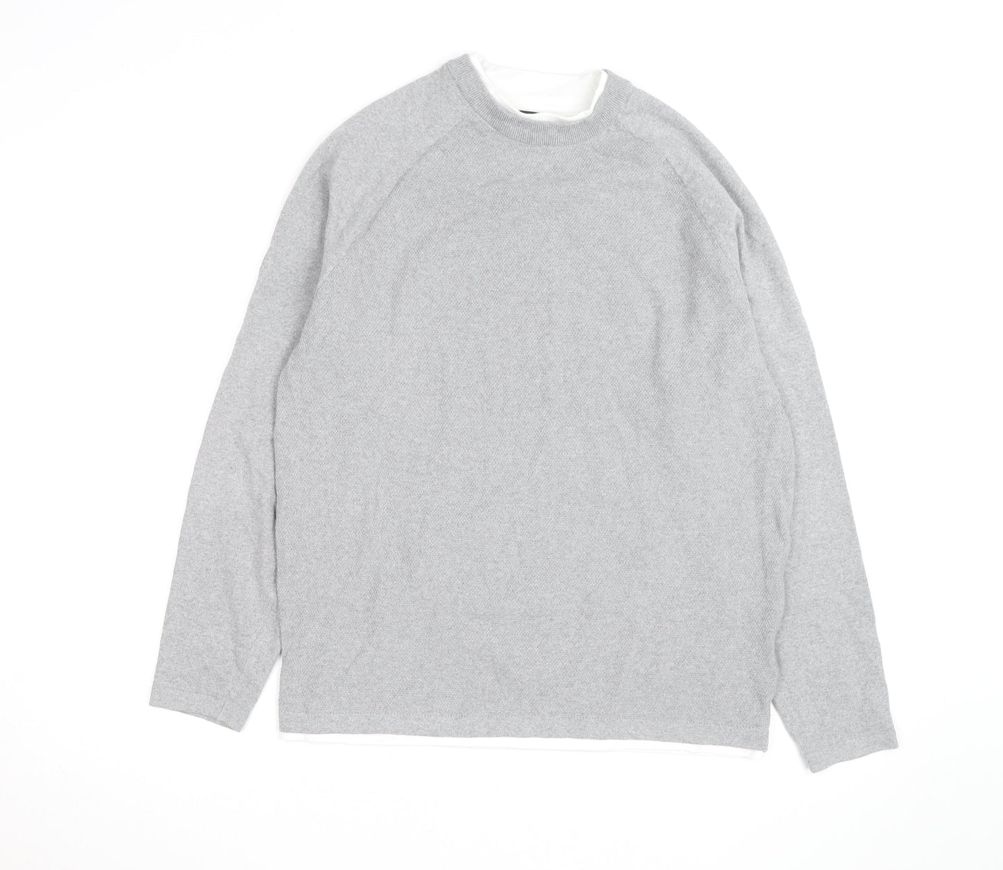 Threadbare Men's Grey Cotton Blend Crew Neck Pullover Jumper M