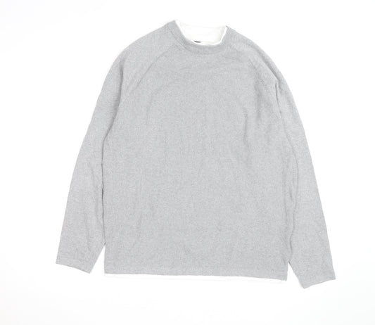 Threadbare Men's Grey Cotton Blend Crew Neck Pullover Jumper M