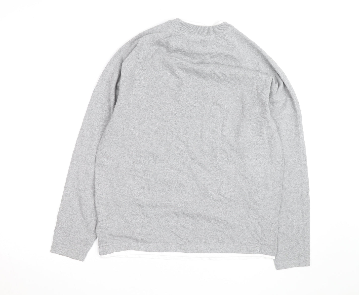 Threadbare Men's Grey Cotton Blend Crew Neck Pullover Jumper M