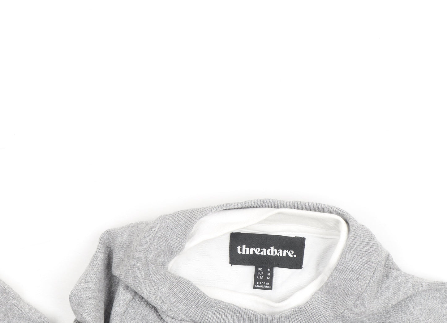 Threadbare Men's Grey Cotton Blend Crew Neck Pullover Jumper M