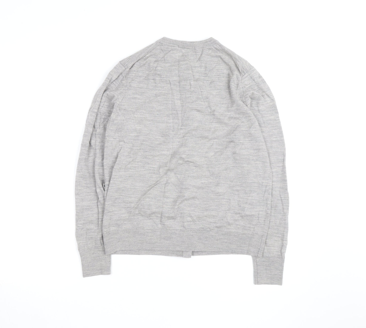 Uniqlo Men's Grey Wool Crew Neck Button Cardigan Size L