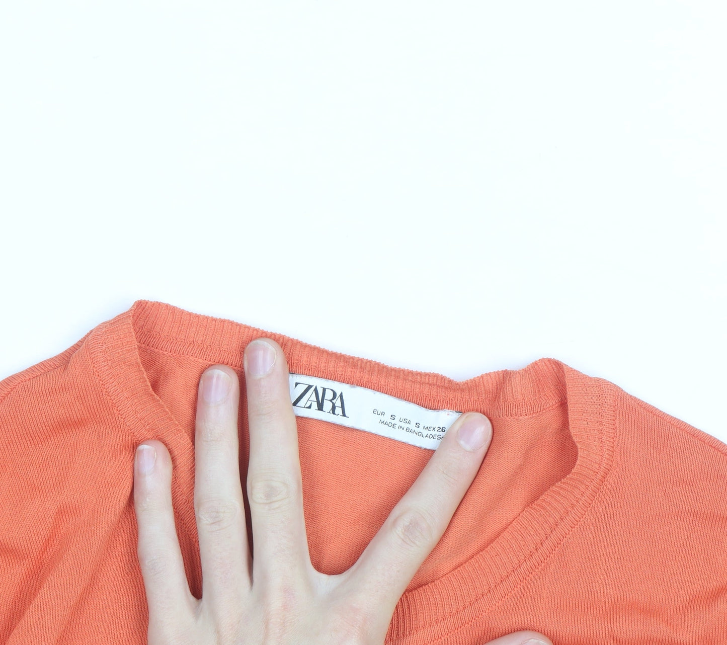 ZARA Women Orange Crew Neck Button Cardigan Size S