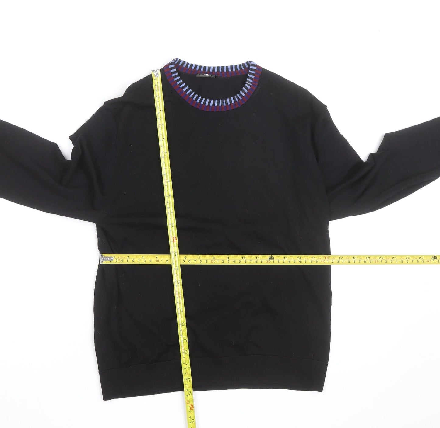 Paul Smith Men's Black Wool Crew Neck Jumper XL Classic Knit