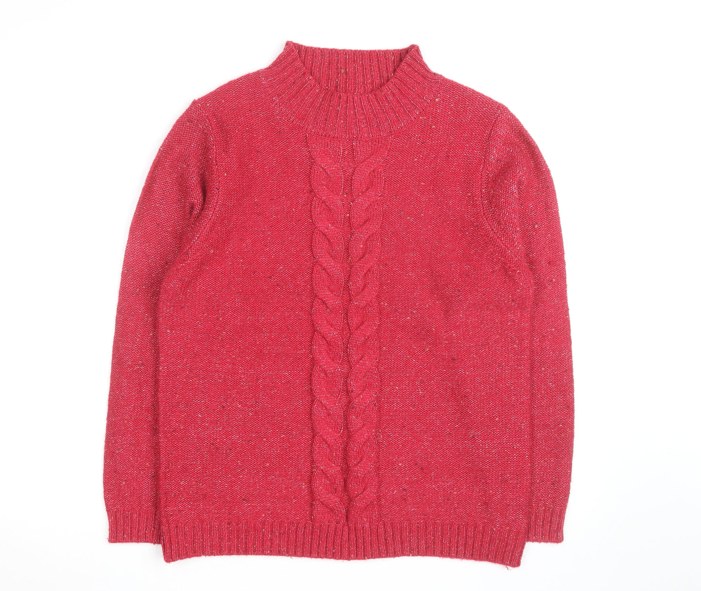 Cotton Traders Women's Cerise Cable-Knit Jumper Size 14