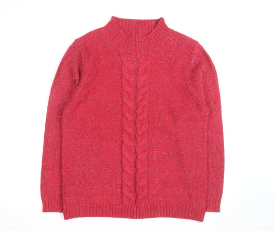 Cotton Traders Women's Cerise Cable-Knit Jumper Size 14