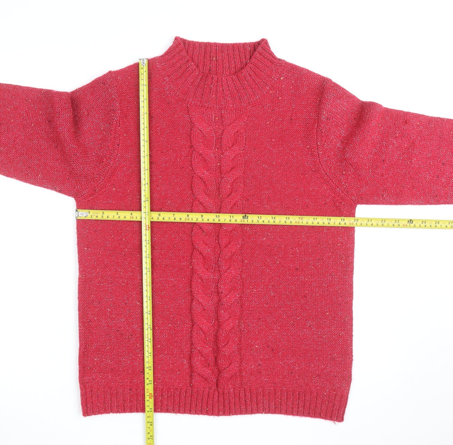 Cotton Traders Women's Cerise Cable-Knit Jumper Size 14