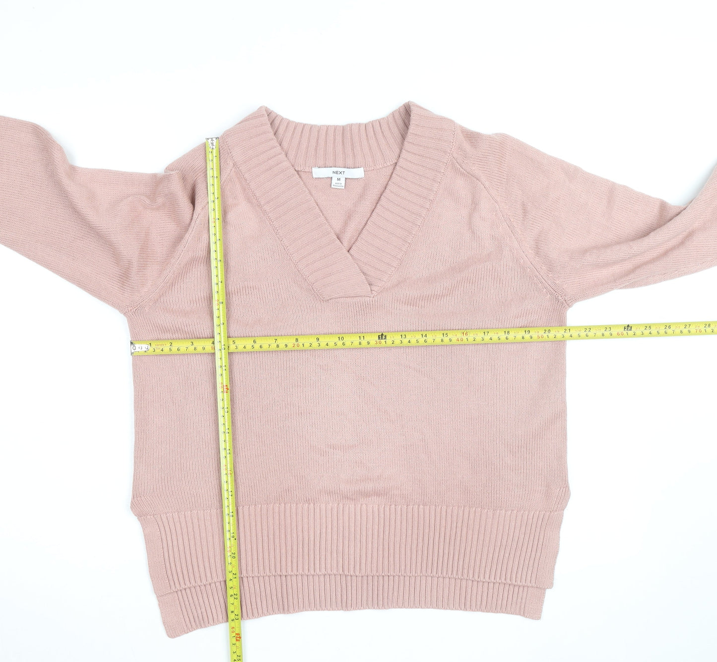 Next Women’s Pink V-Neck Long Sleeve Pullover Jumper Size 12