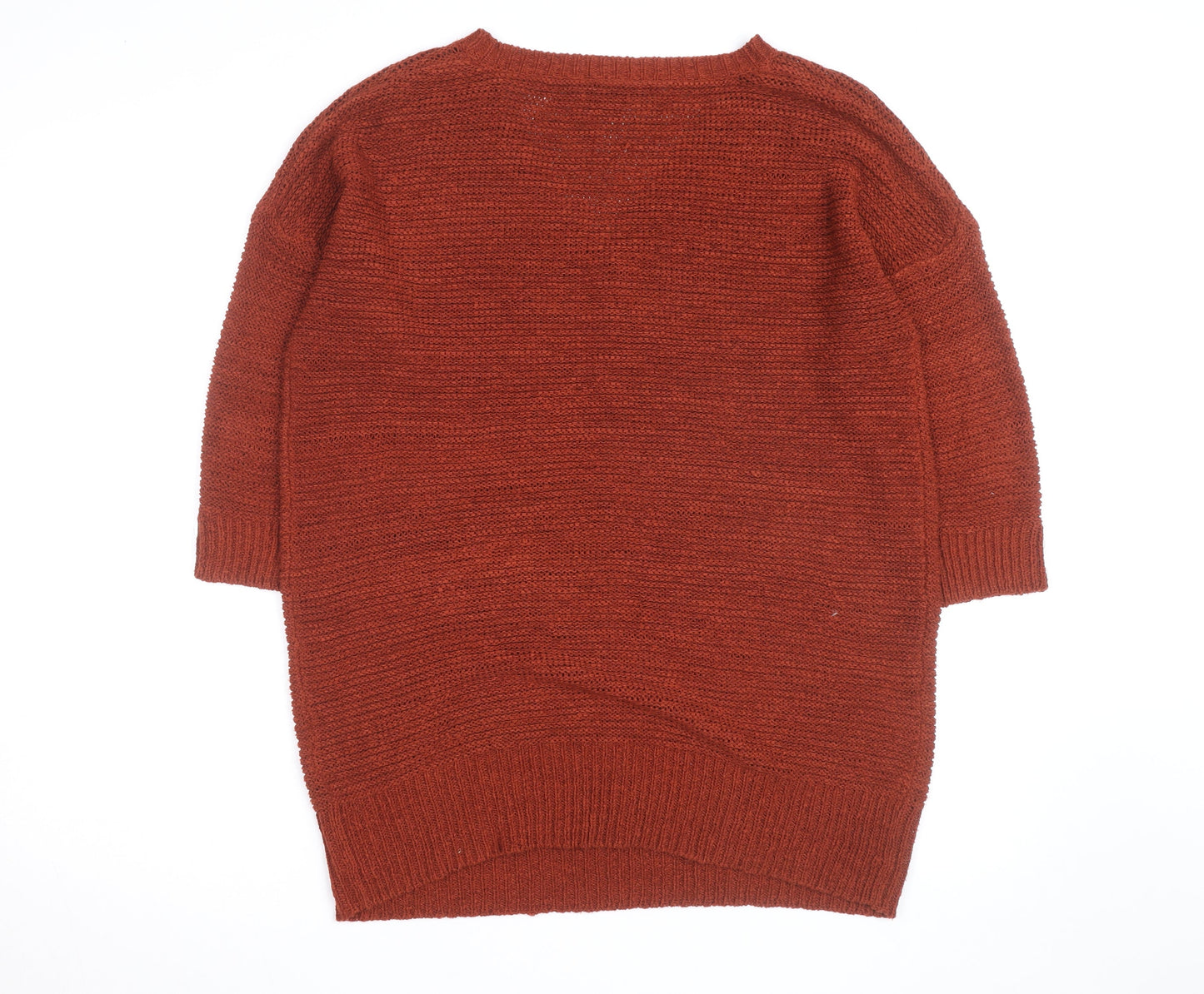 Wallis Women Rust V-Neck Long Sleeve Knit Jumper Size L 14-16