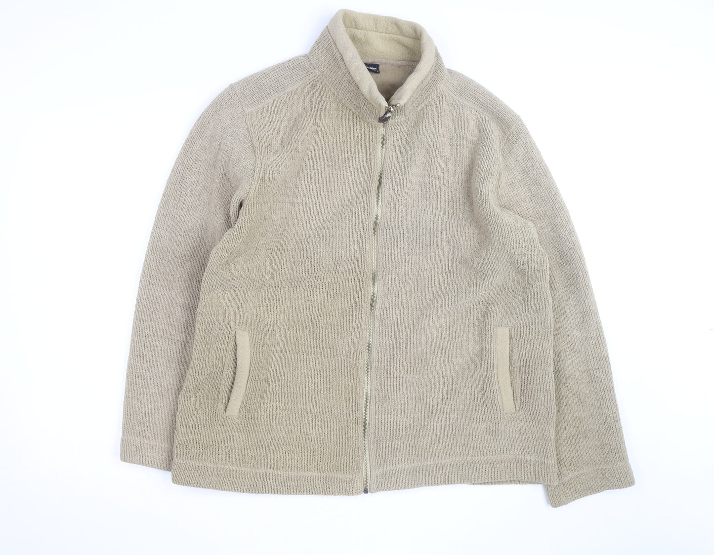 Cotton Traders Men's Beige L Basic Full Zip Fleece Lined Jacket