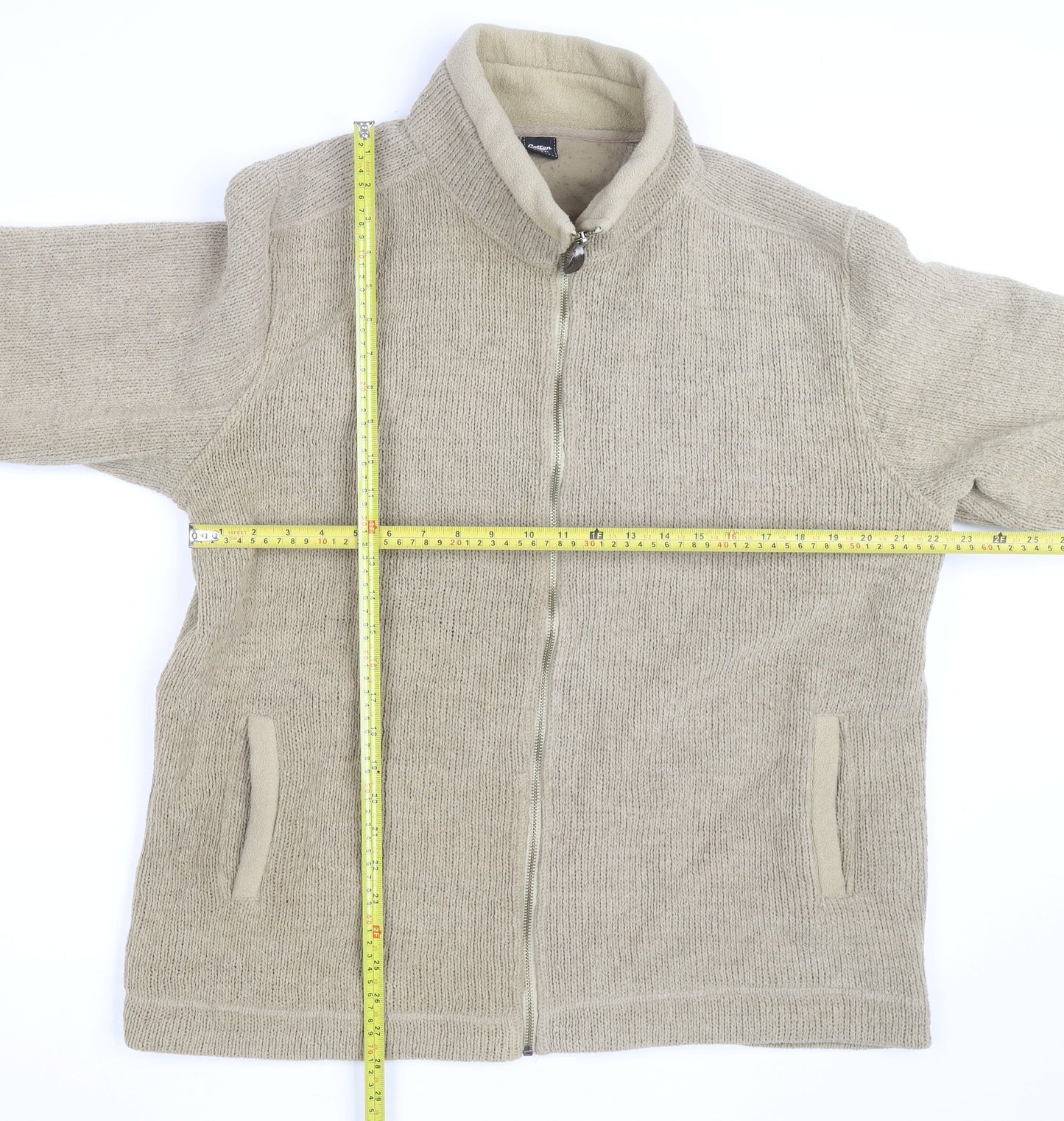 Cotton Traders Men's Beige L Basic Full Zip Fleece Lined Jacket