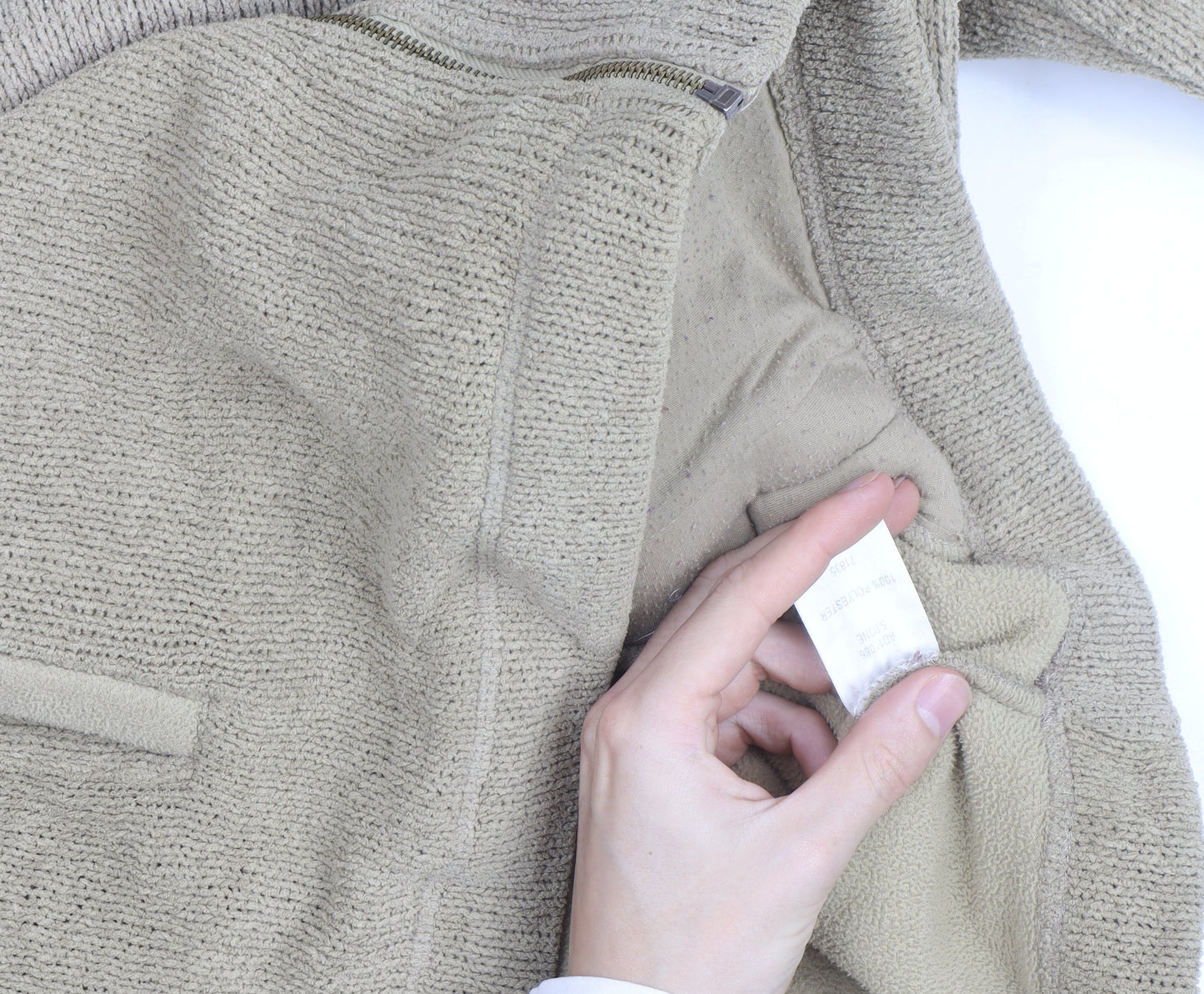 Cotton Traders Men's Beige L Basic Full Zip Fleece Lined Jacket