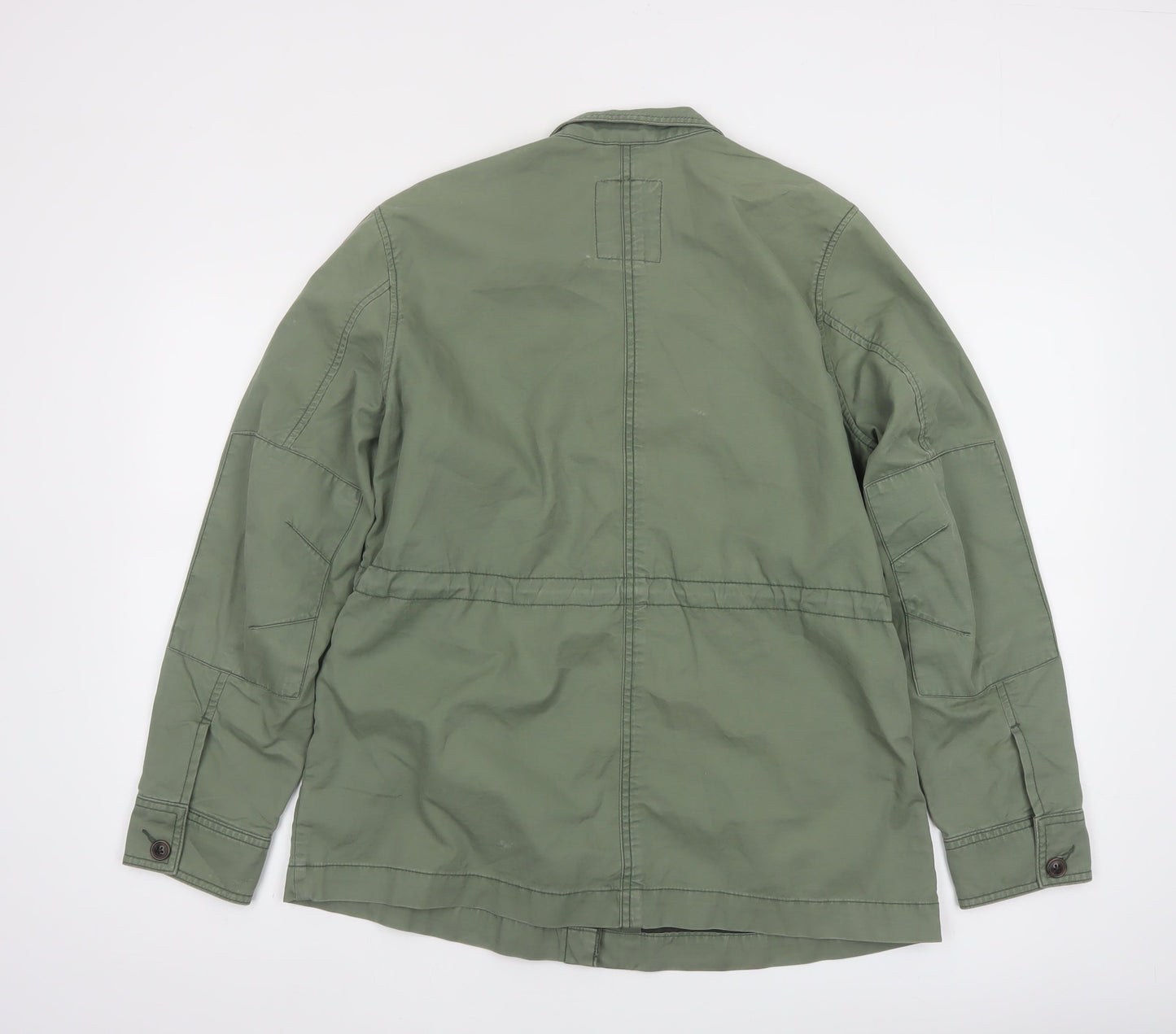 GAP Women Green Cotton Military Jacket L Full Zip Utility Style