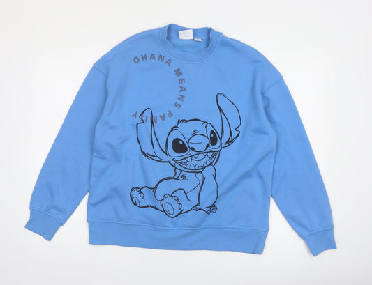 Preloved Disney Women’s Blue Stitch Pullover Sweatshirt Size S - Front