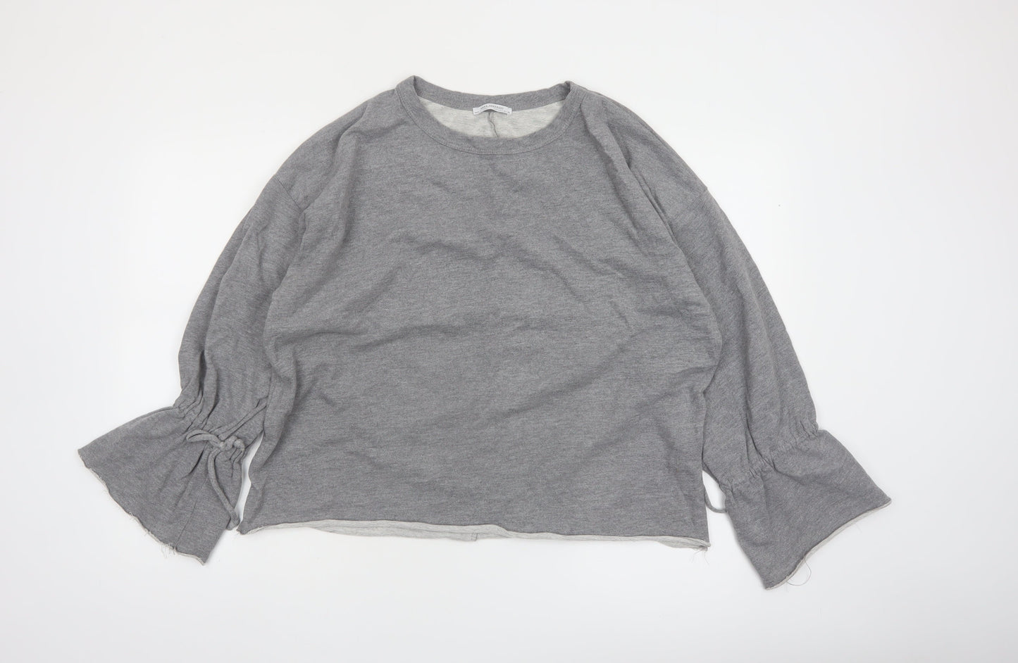 Zara Trafaluc Womens Grey Cotton Blend Long Sleeve Pullover Sweatshirt Size 8