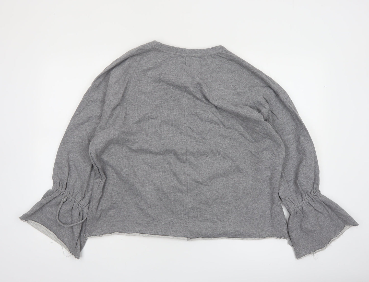 Zara Trafaluc Womens Grey Cotton Blend Long Sleeve Pullover Sweatshirt Size 8