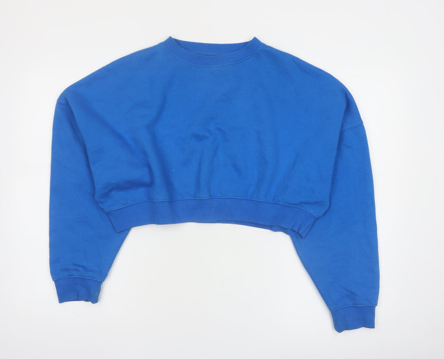 Rising Women Blue Cropped Pullover Sweatshirt S/M Cotton Blend