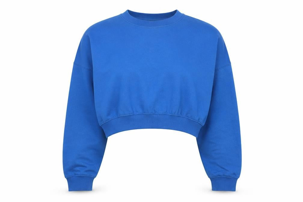 Rising Women Blue Cropped Pullover Sweatshirt S/M Cotton Blend