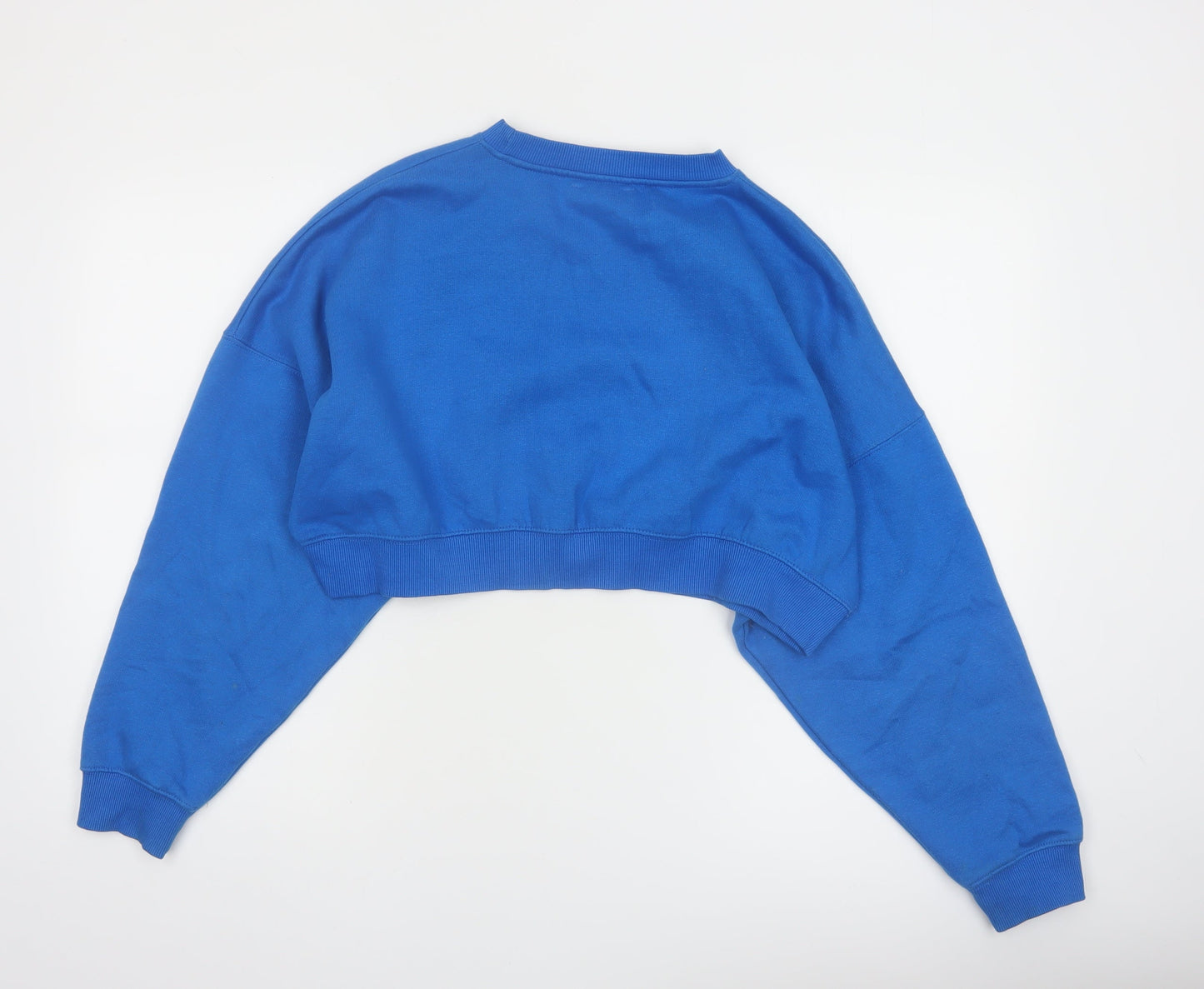 Rising Women Blue Cropped Pullover Sweatshirt S/M Cotton Blend