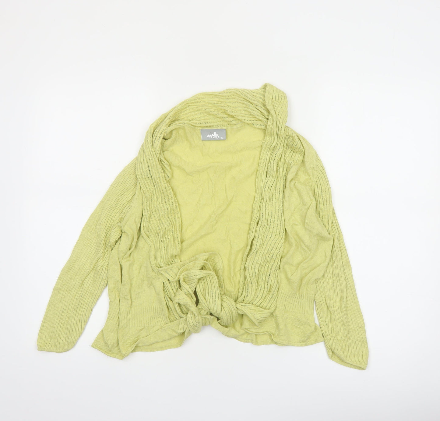 Wallis Women Green Knit Open Tie Cardigan Size M Long Sleeve