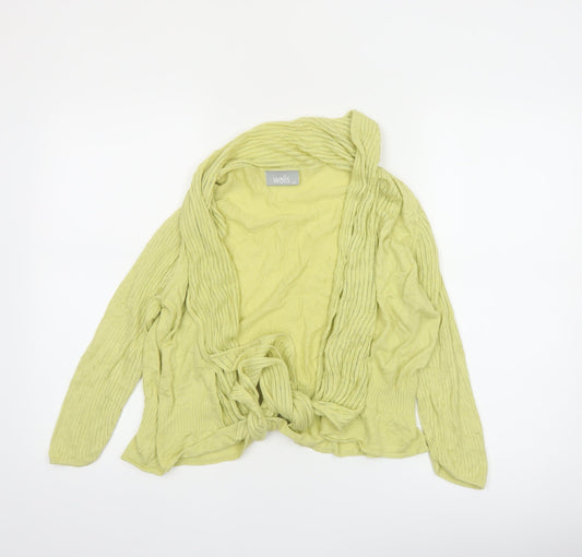 Wallis Women Green Knit Open Tie Cardigan Size M Long Sleeve