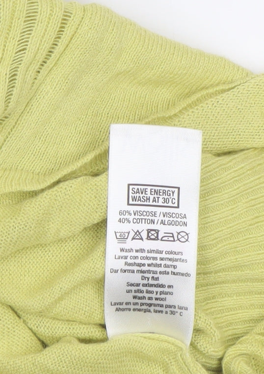 Wallis Women Green Knit Open Tie Cardigan Size M Long Sleeve