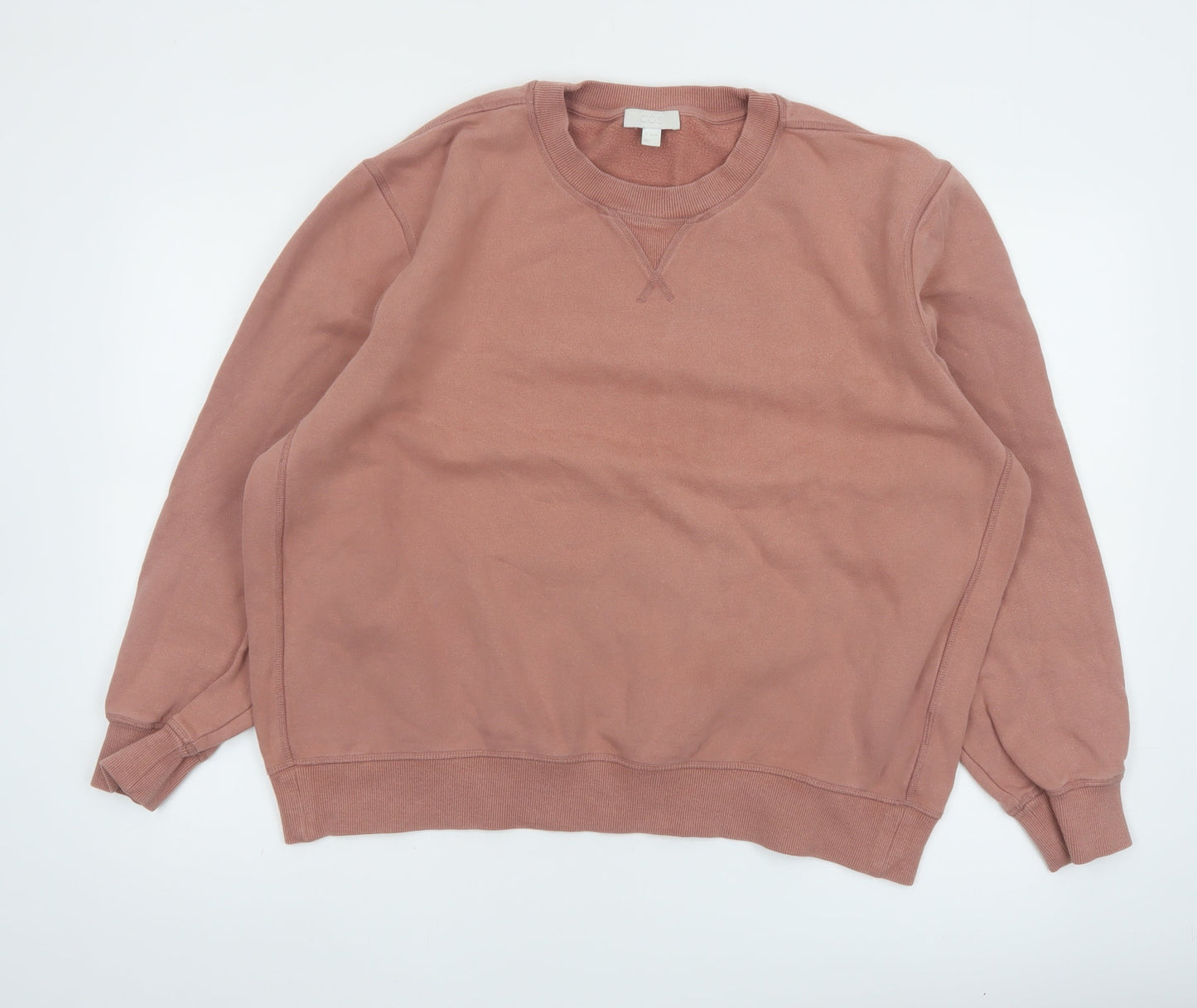 COS Women’s Pink Cotton Pullover Sweatshirt Size L 14 Classic Crew Neck