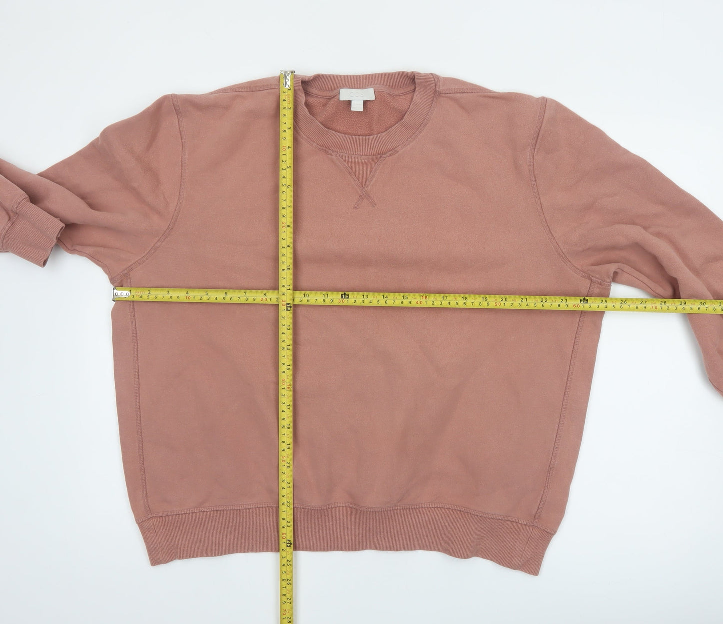 COS Women’s Pink Cotton Pullover Sweatshirt Size L 14 Classic Crew Neck