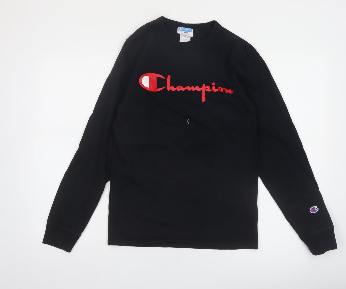 Champion Men's Black Small Long Sleeve Cotton Casual Top