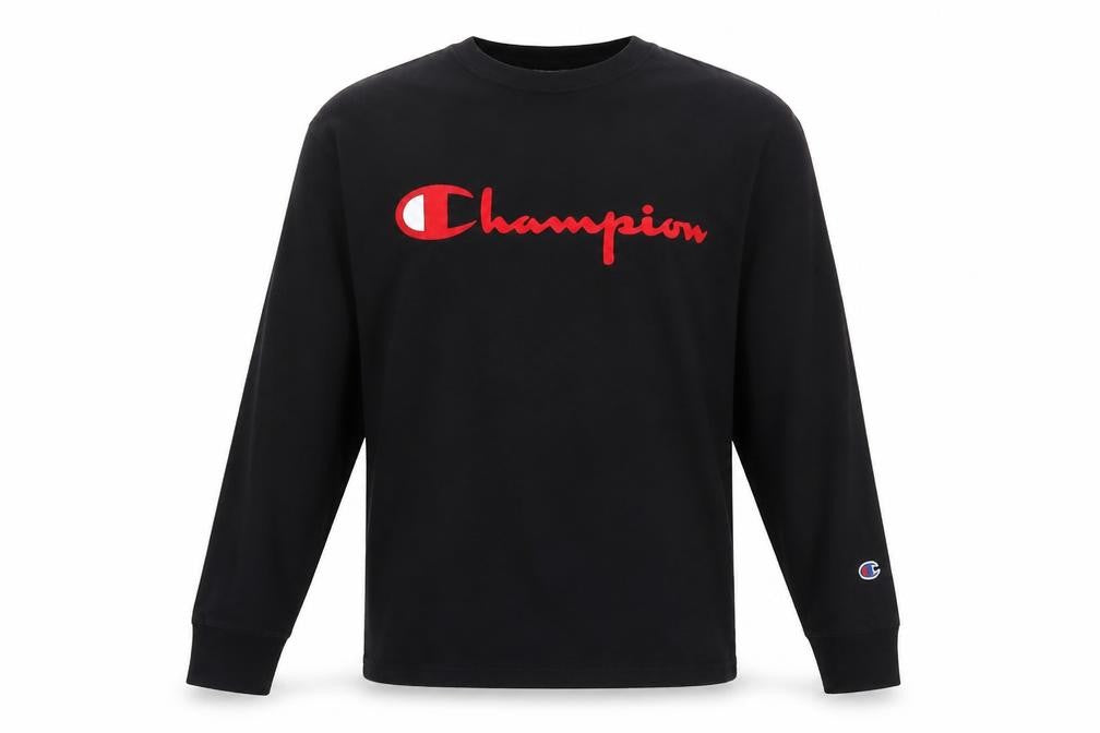 Champion Men's Black Small Long Sleeve Cotton Casual Top