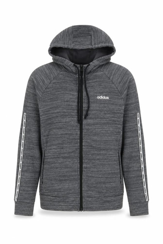 Front view of Adidas Women’s Grey Full Zip Hooded Sweatshirt, size S, 8-10