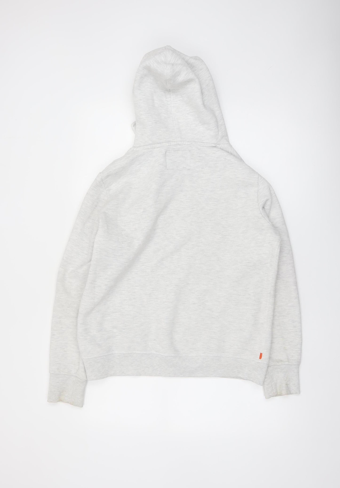 Superdry Womens Grey Logo Hoodie UK 14 Pullover Casual Sweatshirt