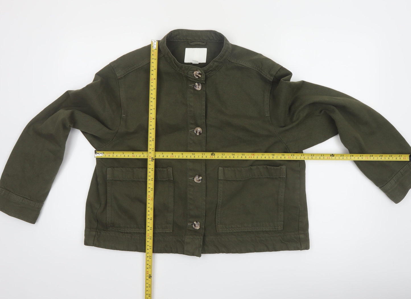 H&M Women’s Green Cotton Military Jacket Size 12 Regular