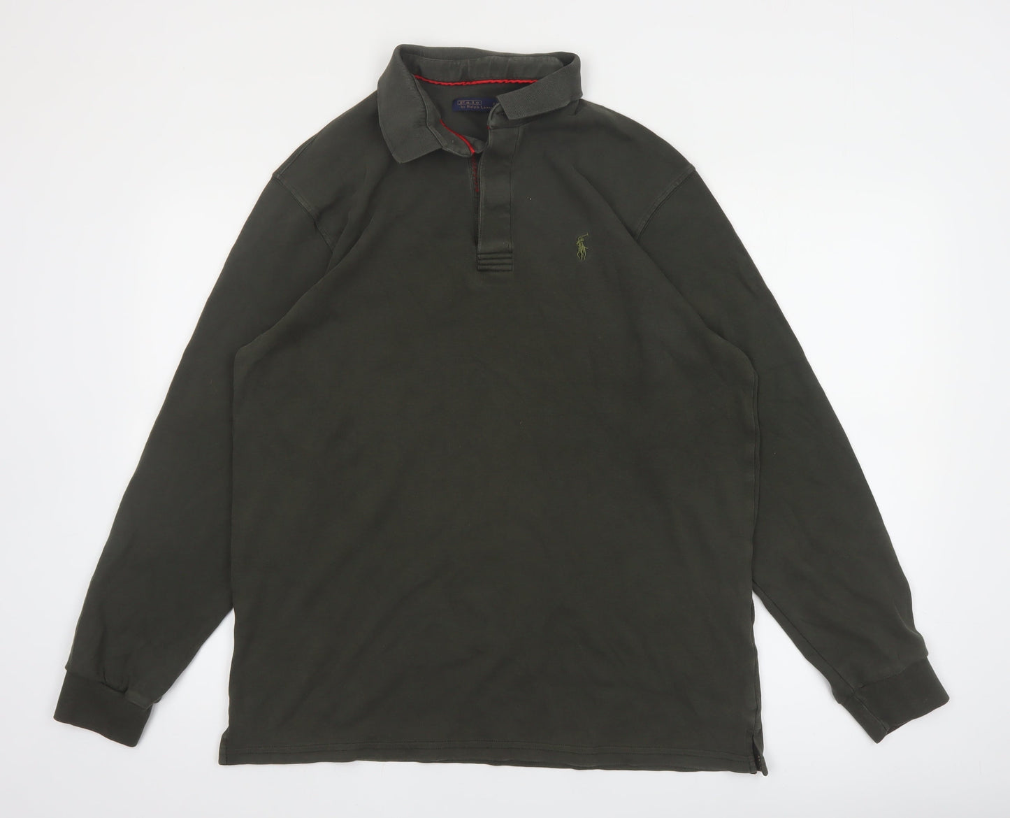 Ralph Lauren Mens Khaki Long Sleeve Polo Shirt XXL Cotton Classic Fit