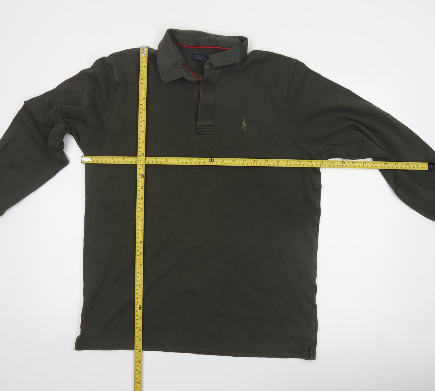 Ralph Lauren Mens Khaki Long Sleeve Polo Shirt XXL Cotton Classic Fit