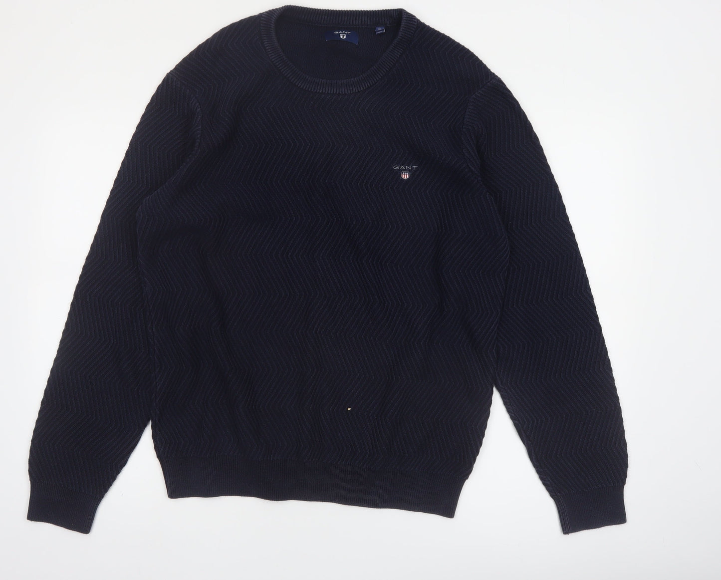Gant Men's Blue Cotton Crew Neck Pullover Jumper XL