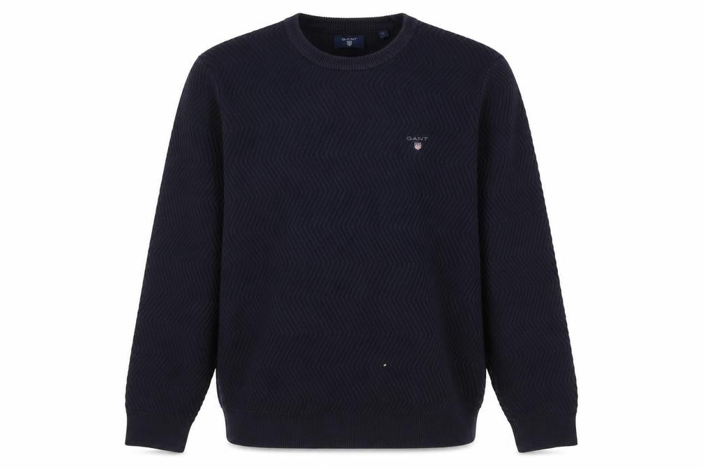Gant Men's Blue Cotton Crew Neck Pullover Jumper XL