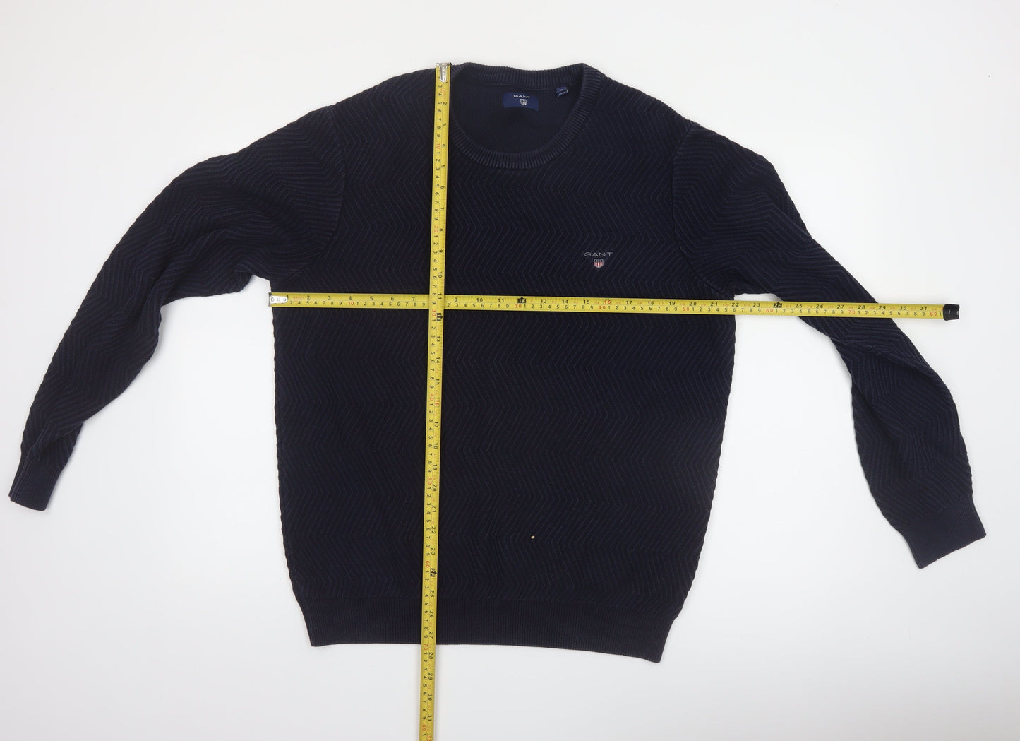 Gant Men's Blue Cotton Crew Neck Pullover Jumper XL