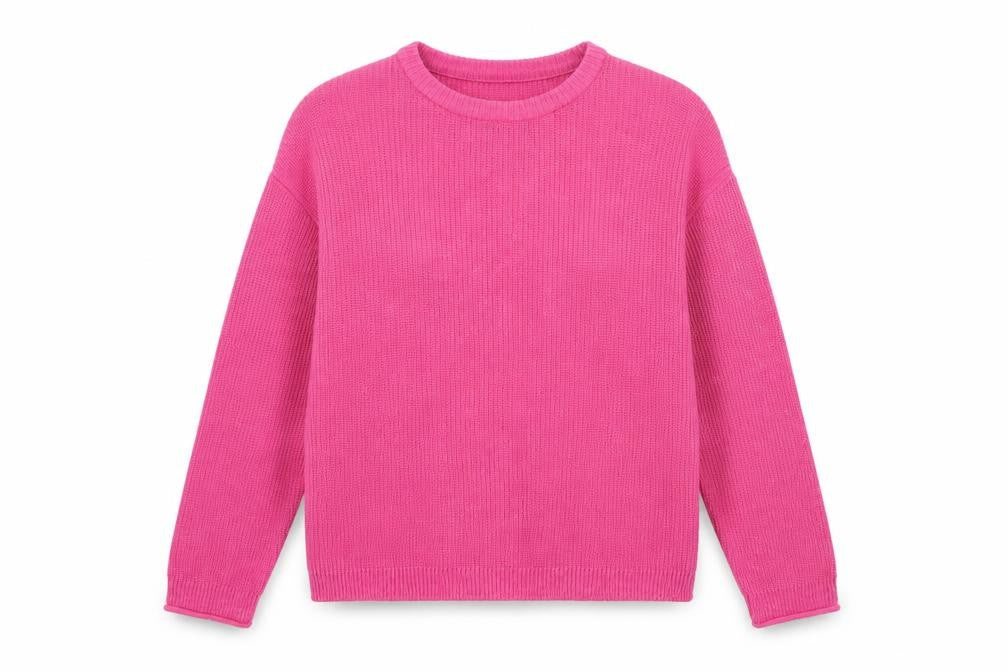 Bershka Women Pink Crew Neck Knit Pullover Jumper Size M