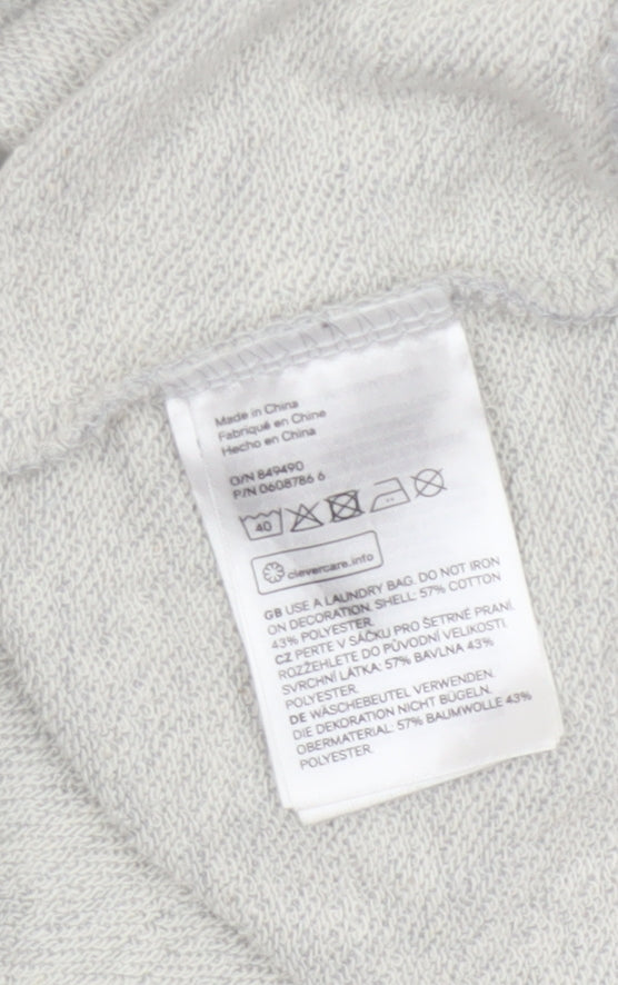 H&M Womens Grey Beaded Sweatshirt Size 12 Regular Cotton Blend