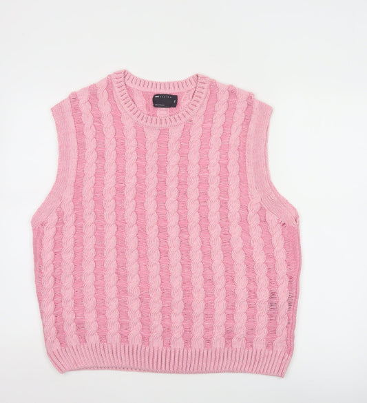 ASOS DESIGN Women's Pink Cable Knit Sleeveless Vest Jumper 2XL