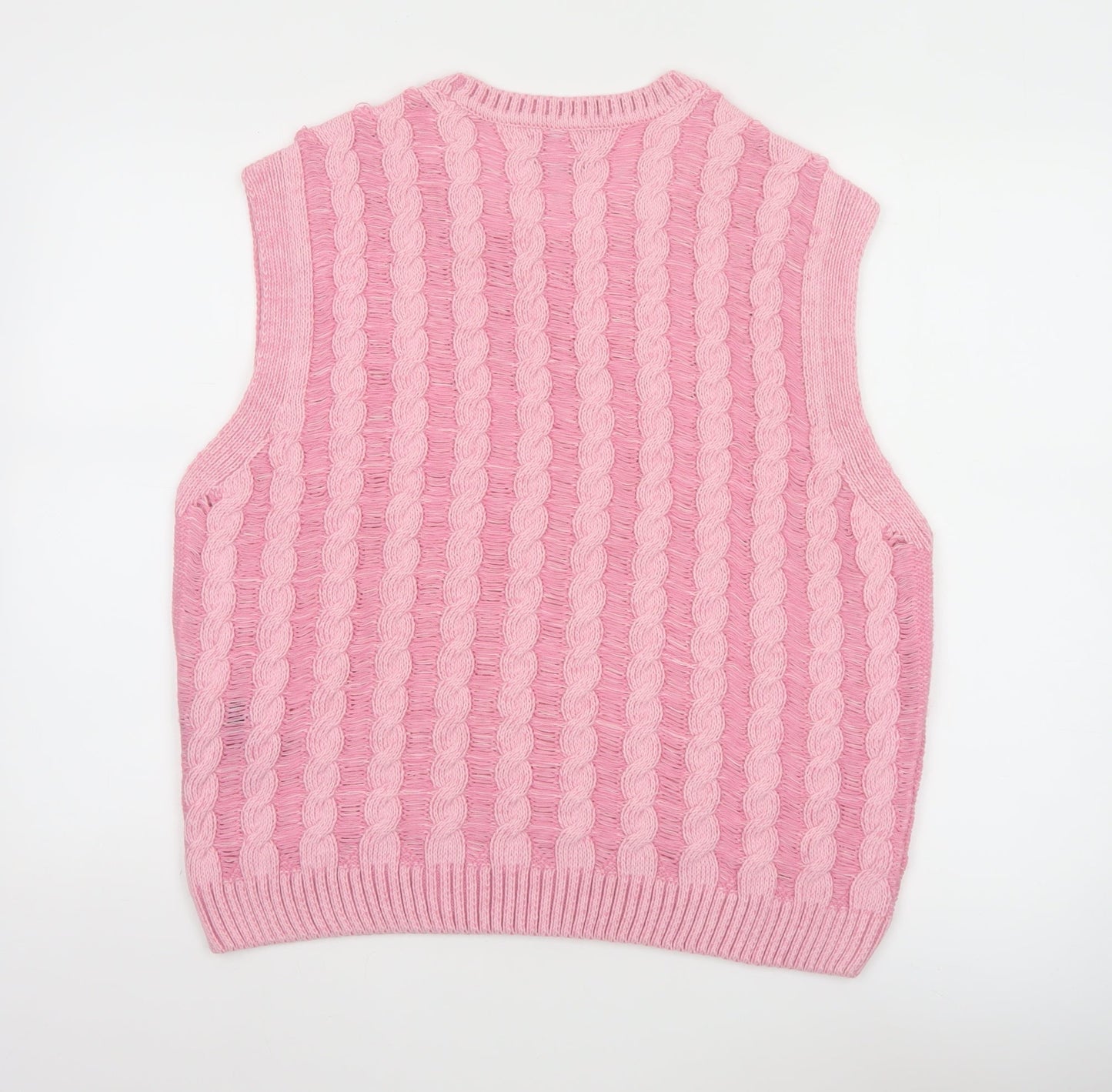 ASOS DESIGN Women's Pink Cable Knit Sleeveless Vest Jumper 2XL