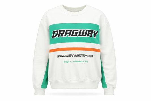 Zara Womens White Green Graphic Pullover Sweatshirt Size 14