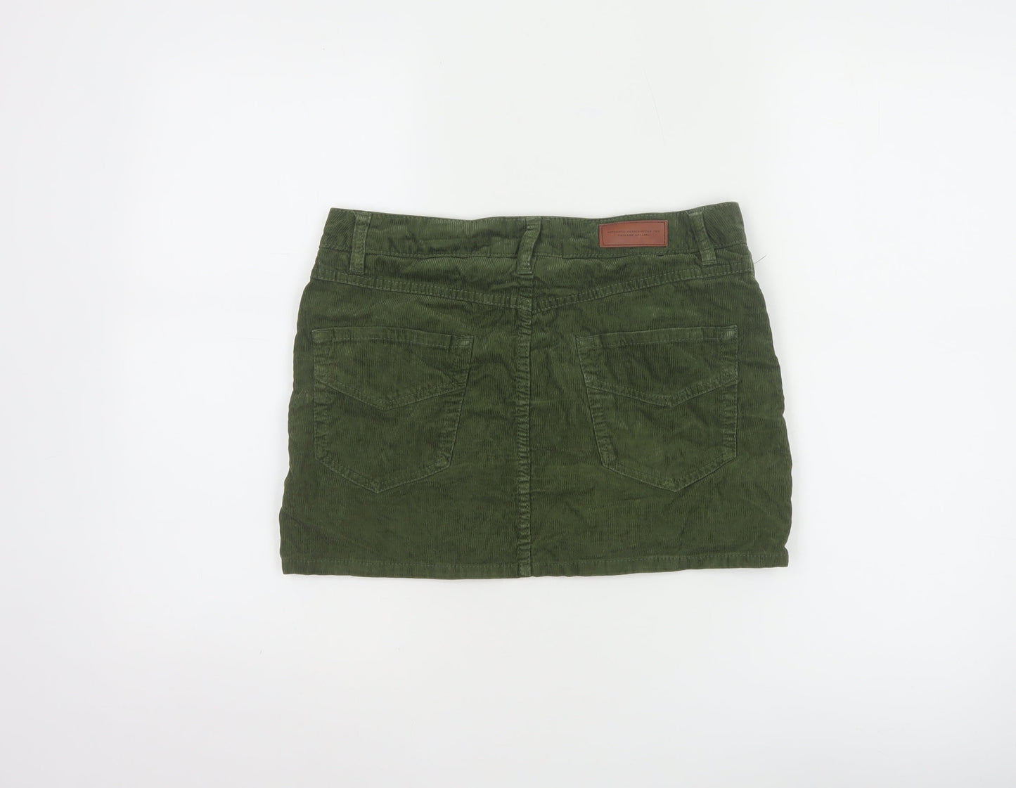 H&M L.O.G.G Women Green Corduroy Short Skirt Size 8