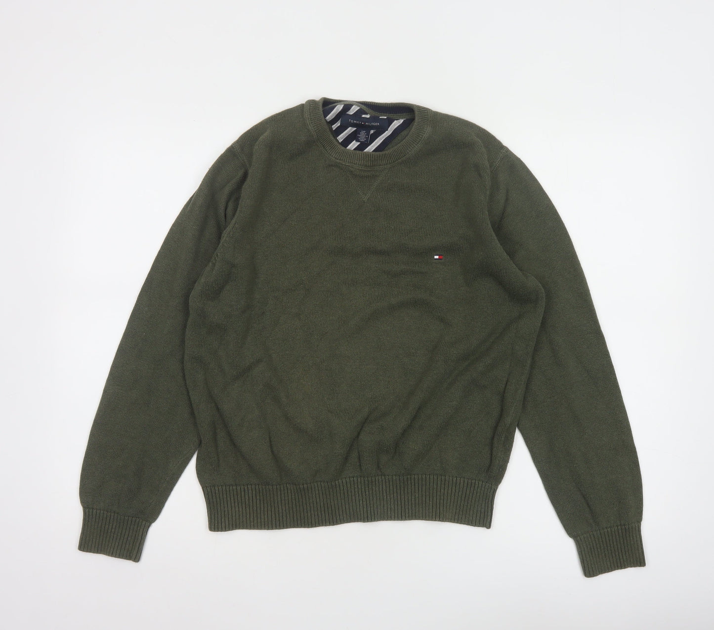 Tommy Hilfiger Women Green Cotton Crew Neck Jumper Size S