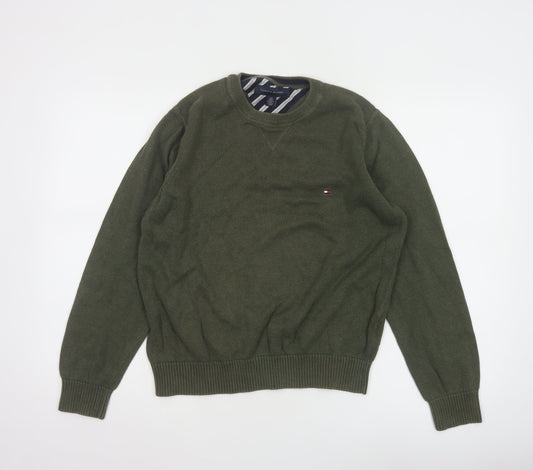 Tommy Hilfiger Women Green Cotton Crew Neck Jumper Size S